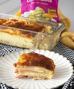 Pastel de patata Princesa Amandine con jamón y queso al horno